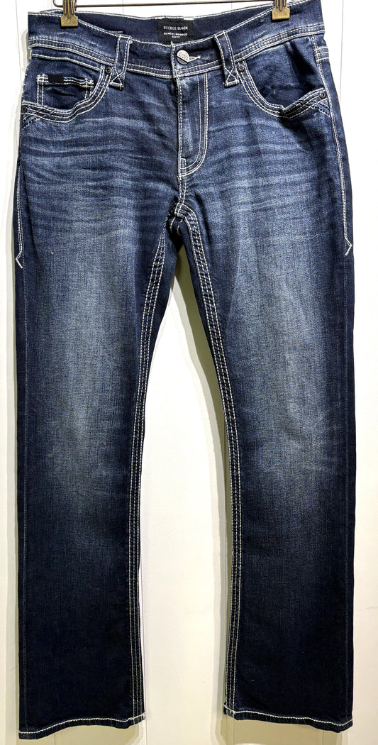 Men's Buckle Black Bootcut Jeans