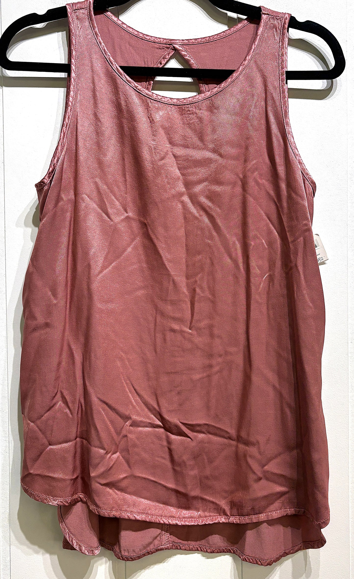 Satin Tank Blouse w/Cutout Back