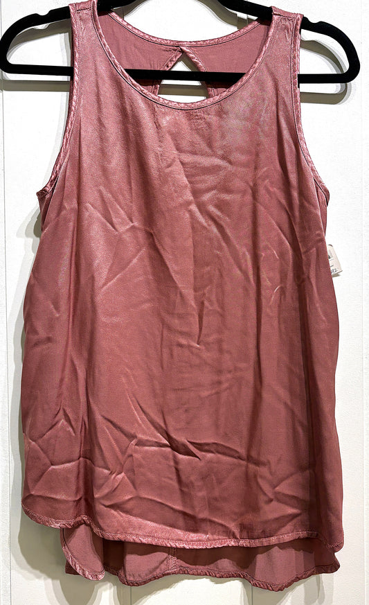 Satin Tank Blouse w/Cutout Back