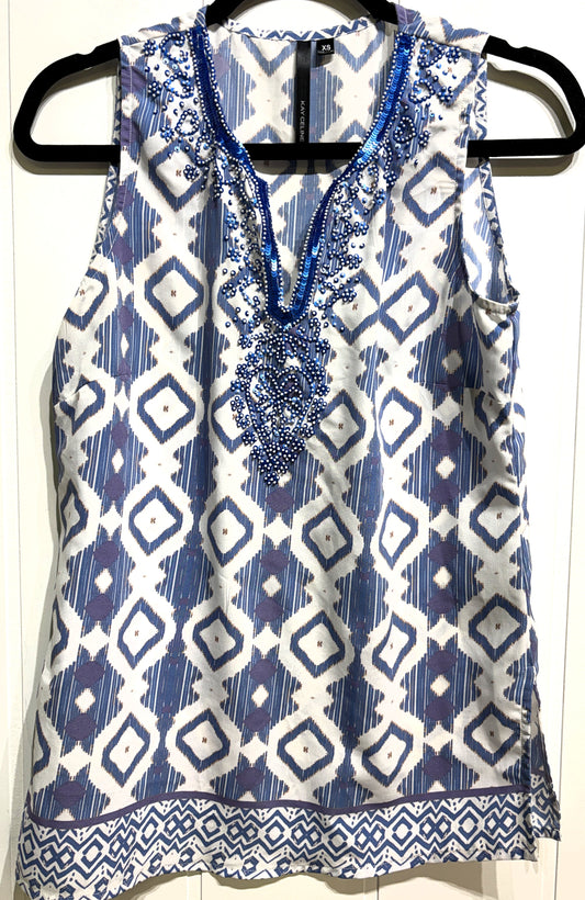 Kay Celine Geo. Beaded Blouse