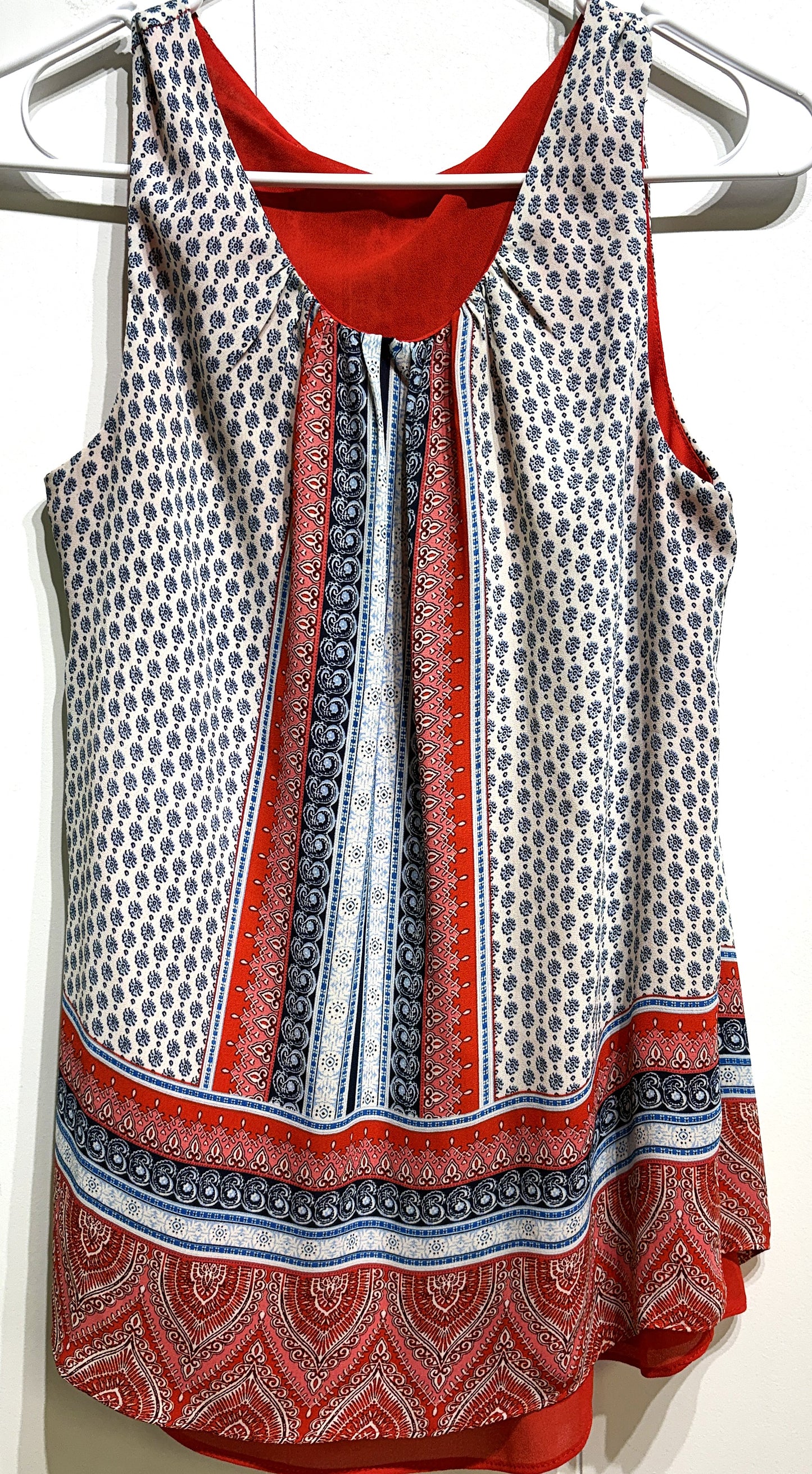 Double Layer Geo. Print Blouse