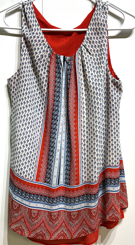 Double Layer Geo. Print Blouse