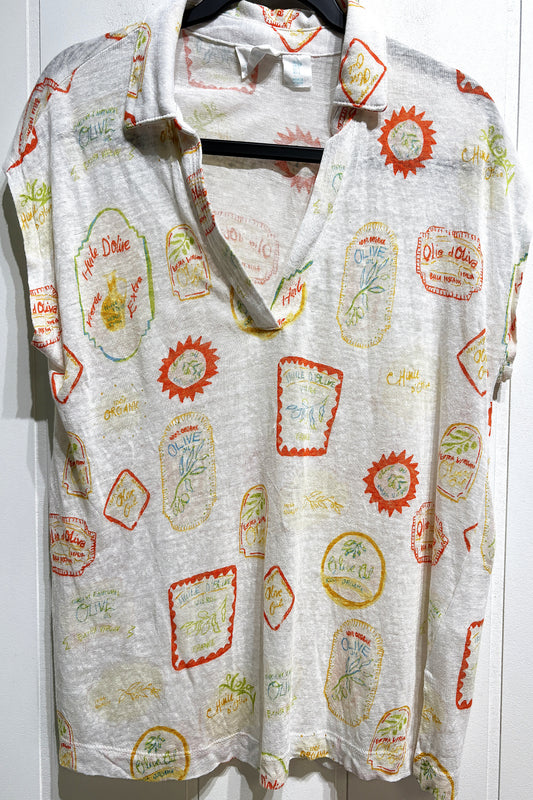 Cynthia Rowley Olive Oil Linen Top