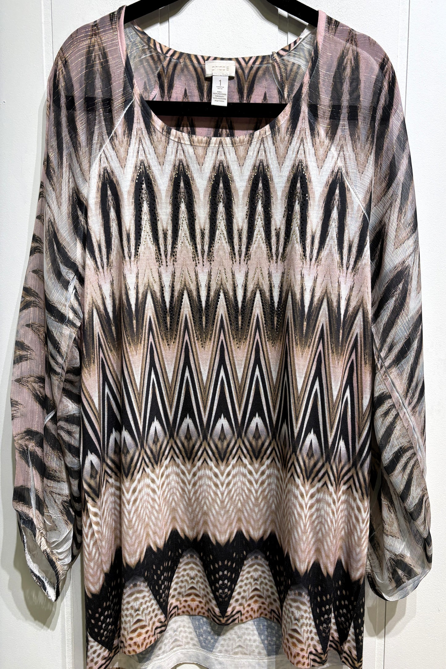 Chico's Chevron Beaded Top