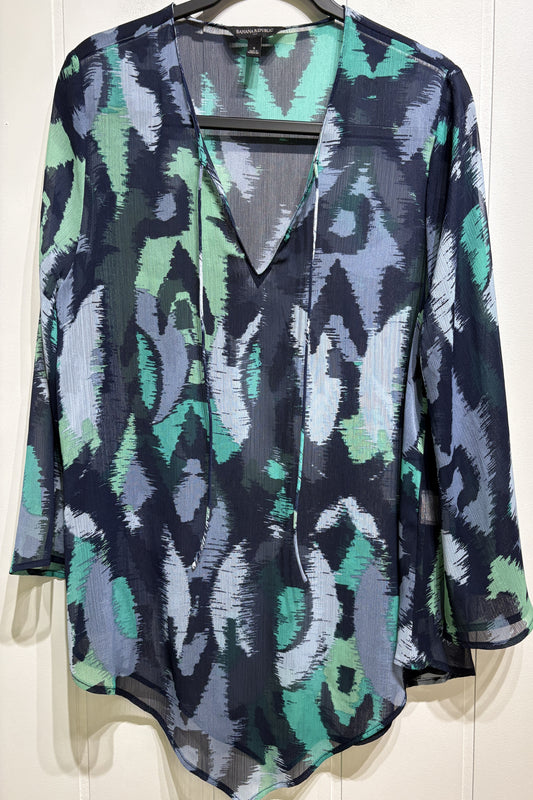 Banana Republic Abstract Tie Blouse