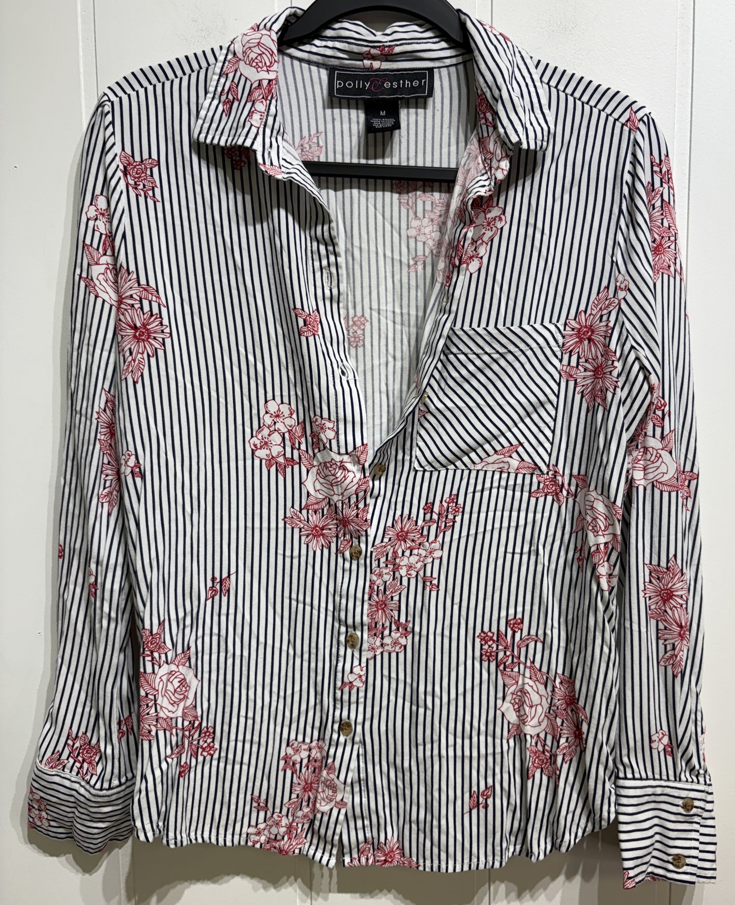 Polly&Esther Striped Flwr Button-down