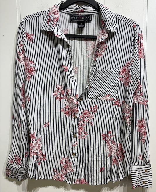 Polly&Esther Striped Flwr Button-down