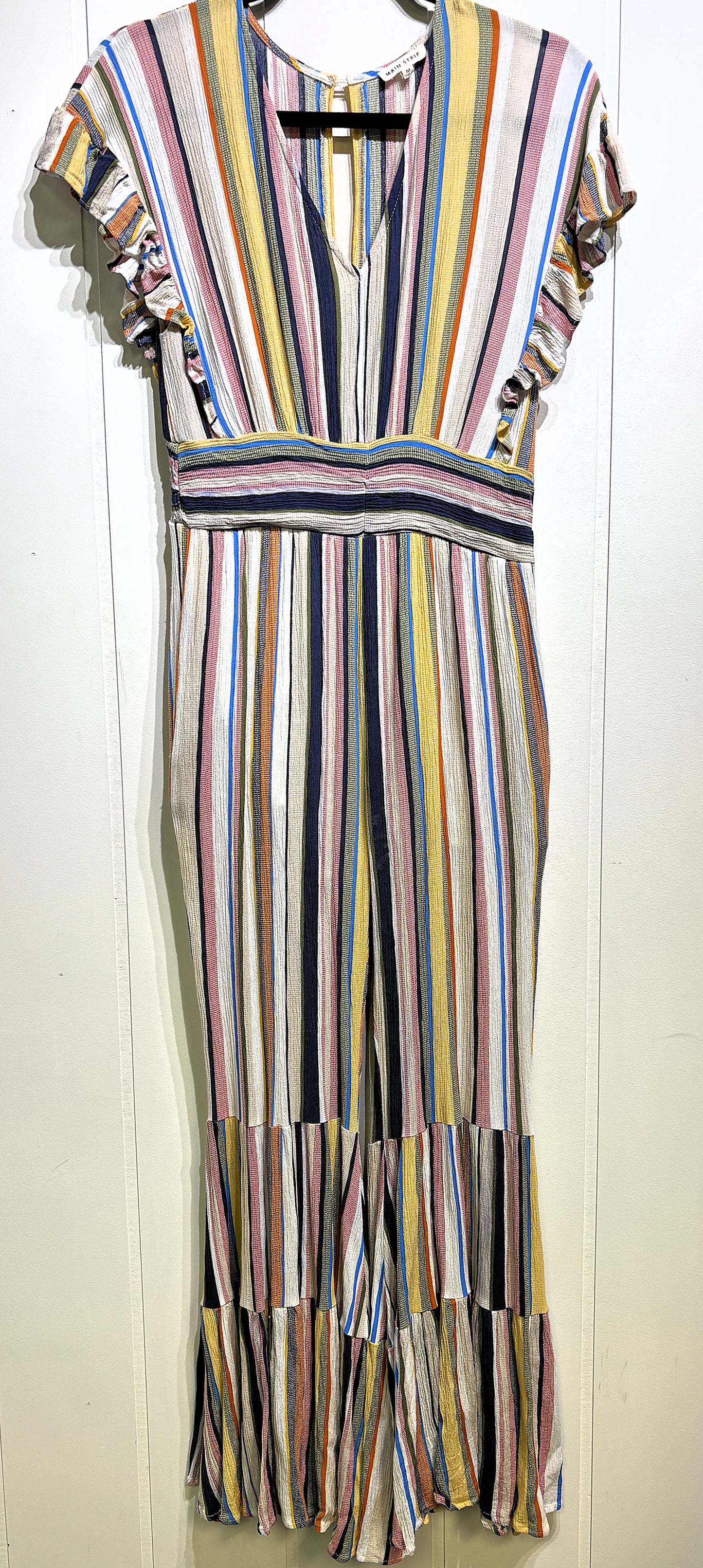 Main Strip Bell-bottom Striped Jumpstuit