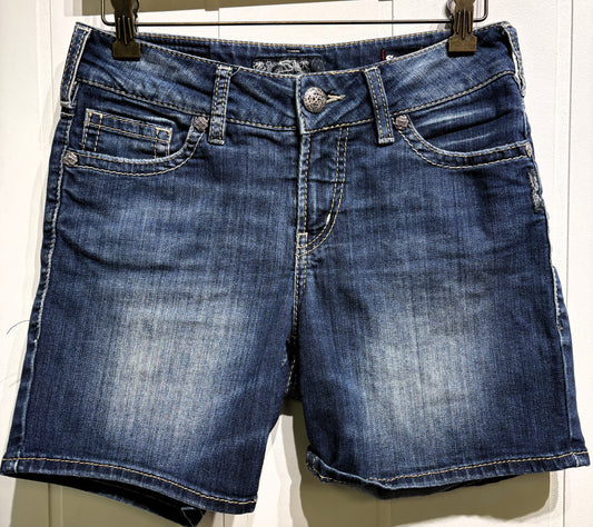 Silver Super Stretch Denim Shorts