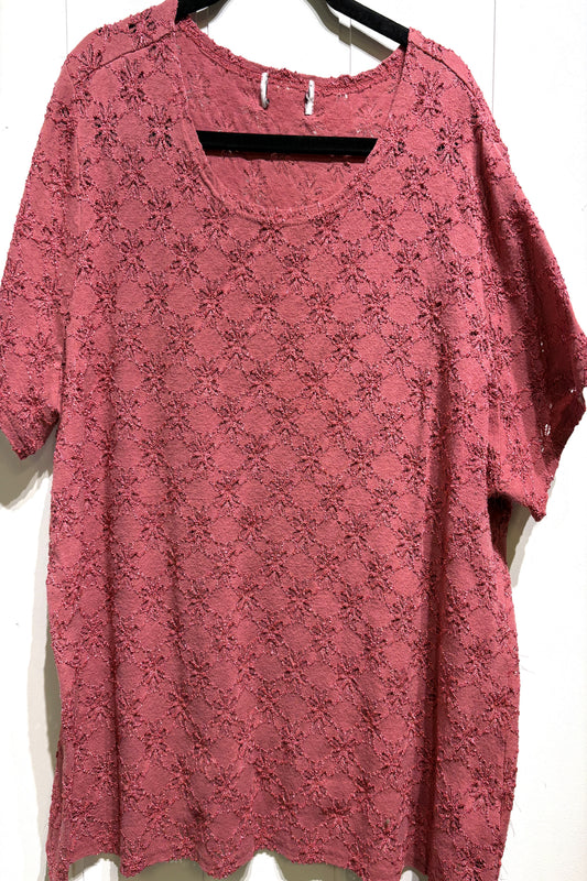 Floral Print Lace Overlay Top
