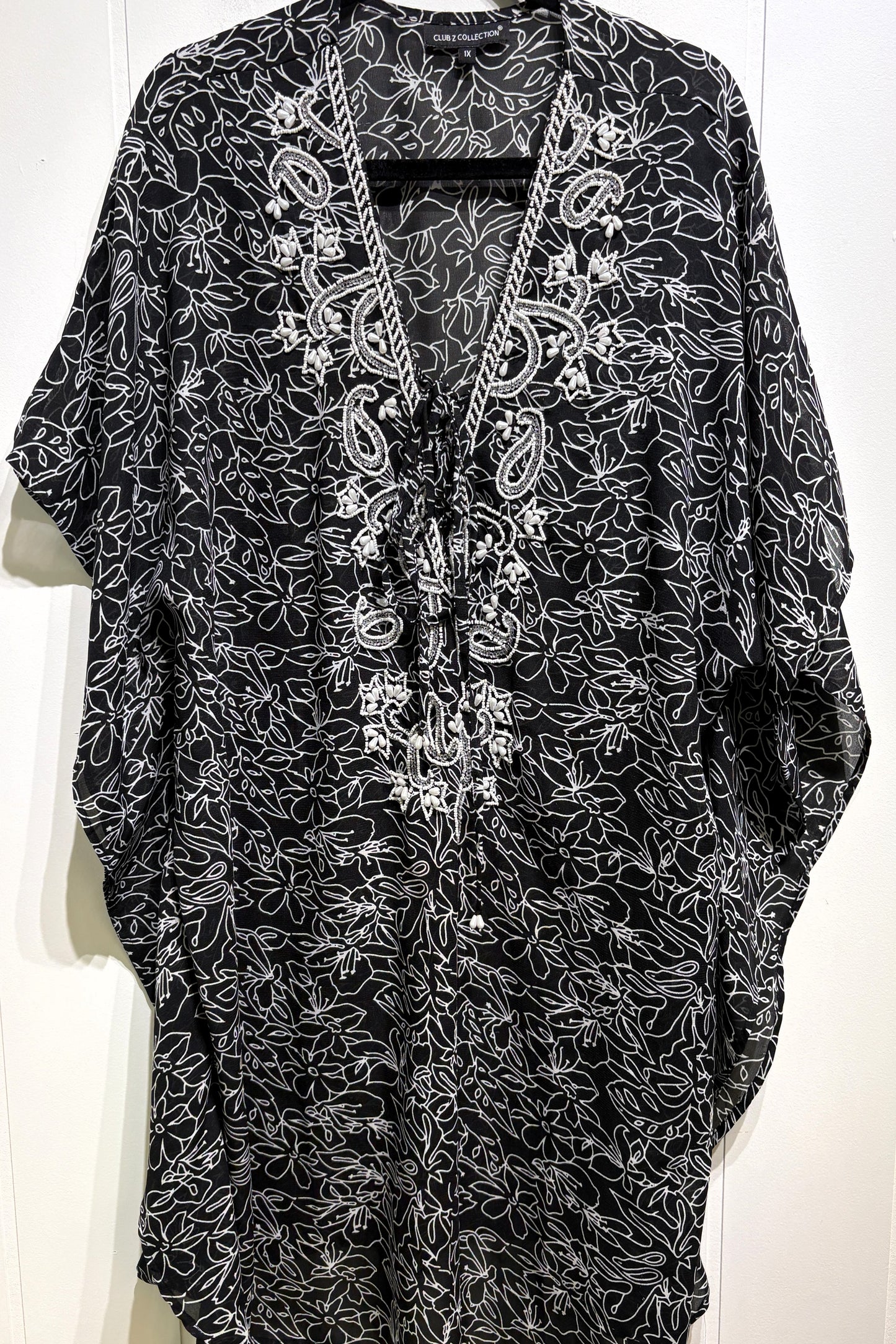 Club Z Collection Flwr Beaded Kimono