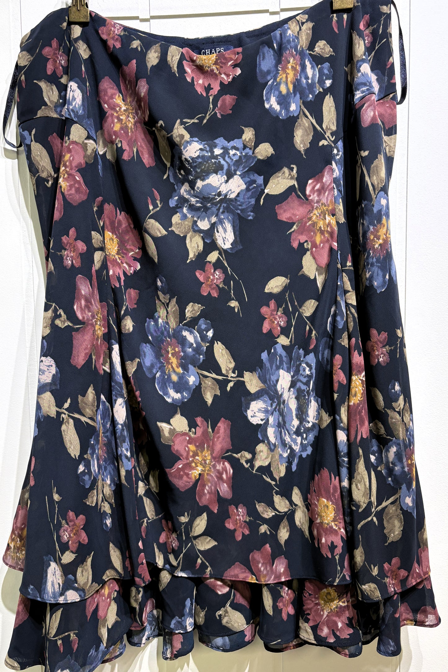Chaps Floral Print Ruffle Skirt