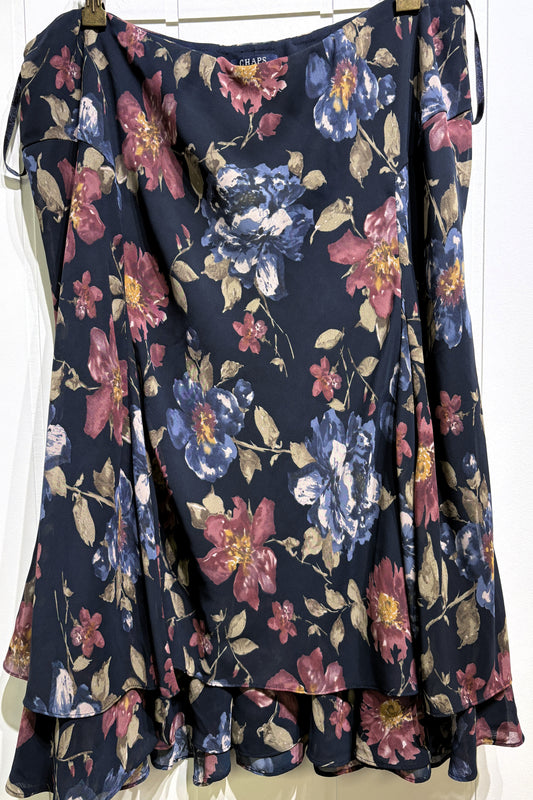 Chaps Floral Print Ruffle Skirt