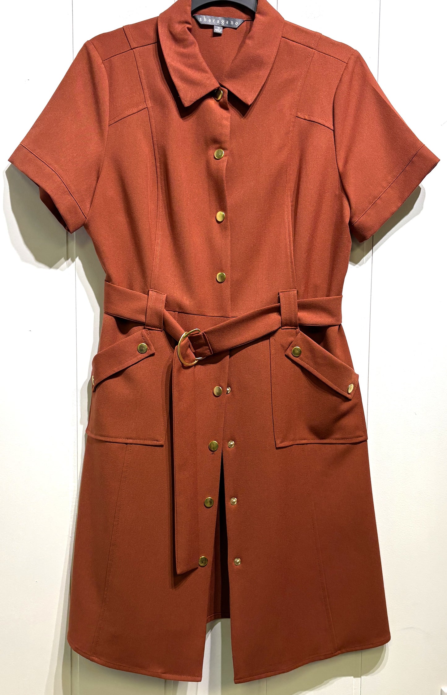 Sharagano Button-up Dress w/Belt