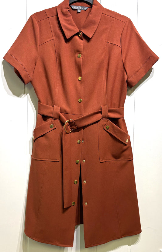 Sharagano Button-up Dress w/Belt