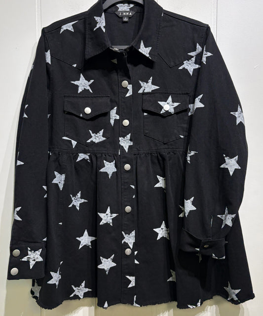 J.NNA Denim Jacket w/Star Print