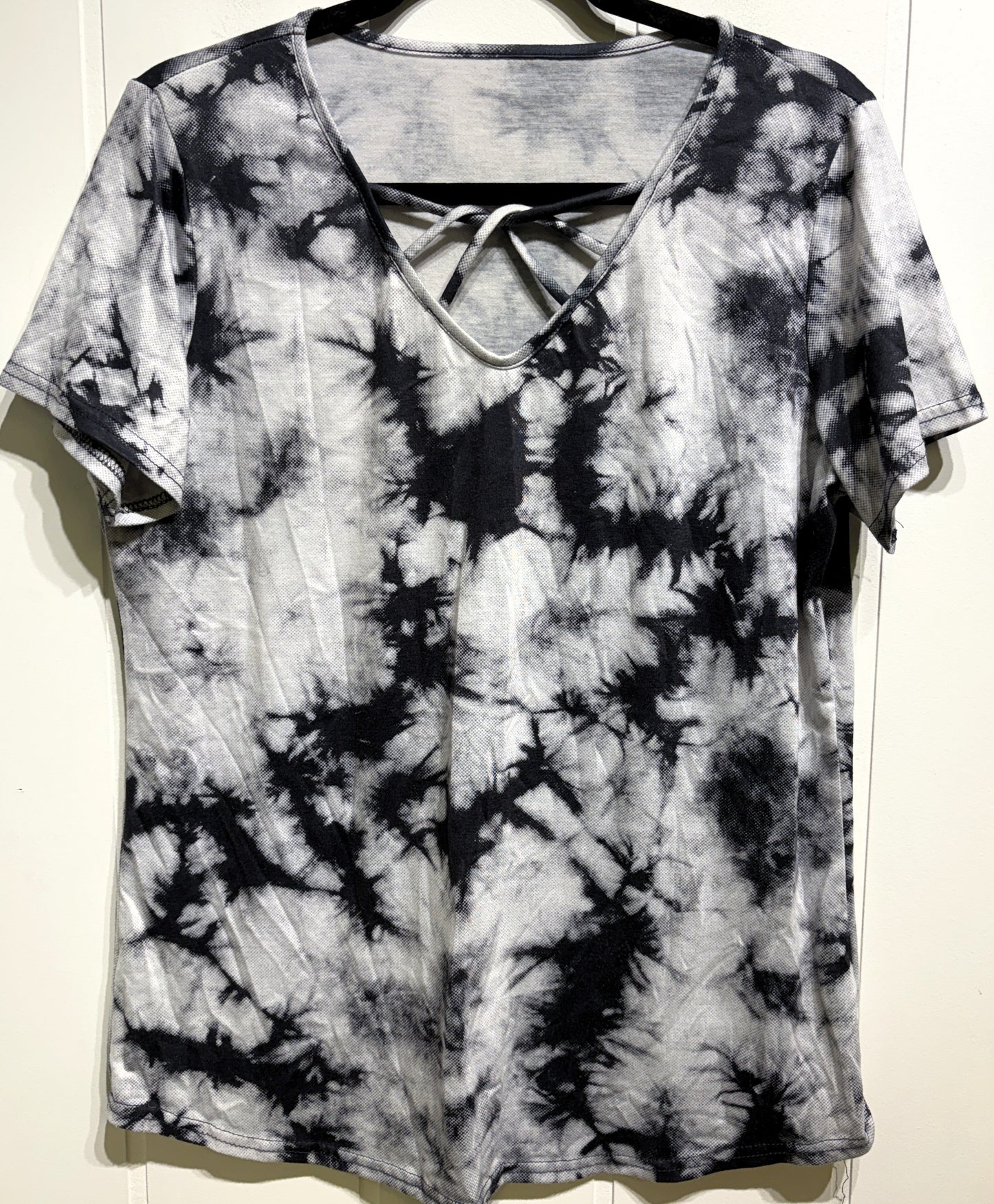 Tie-Dye Top w/Criss-cross Neckline