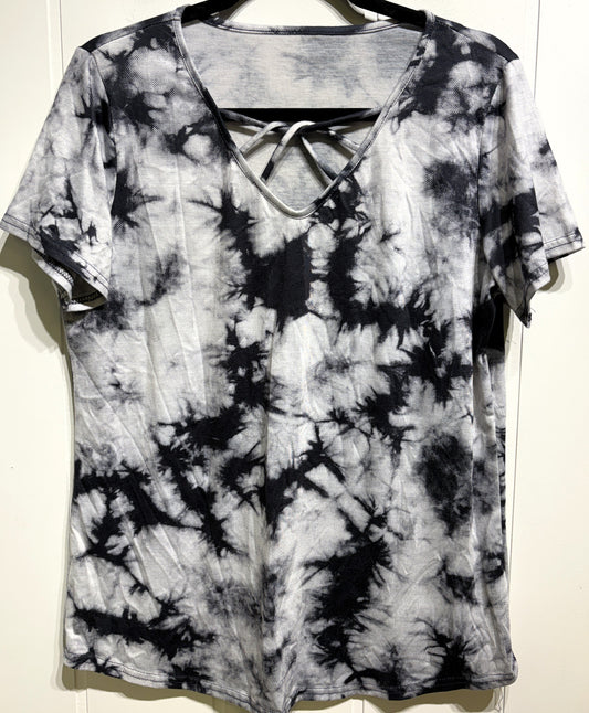 Tie-Dye Top w/Criss-cross Neckline
