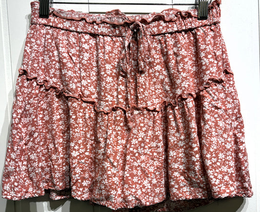 Pink Lily Flower Print Skort