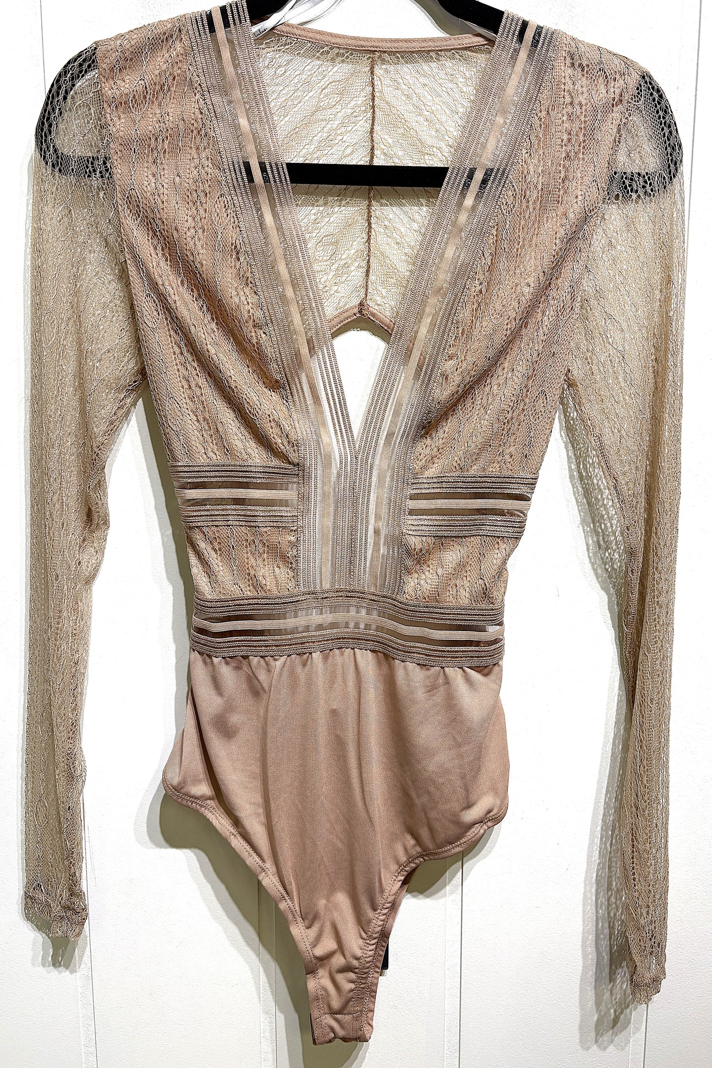 Lulus LS Sheer Lace Bodysuit