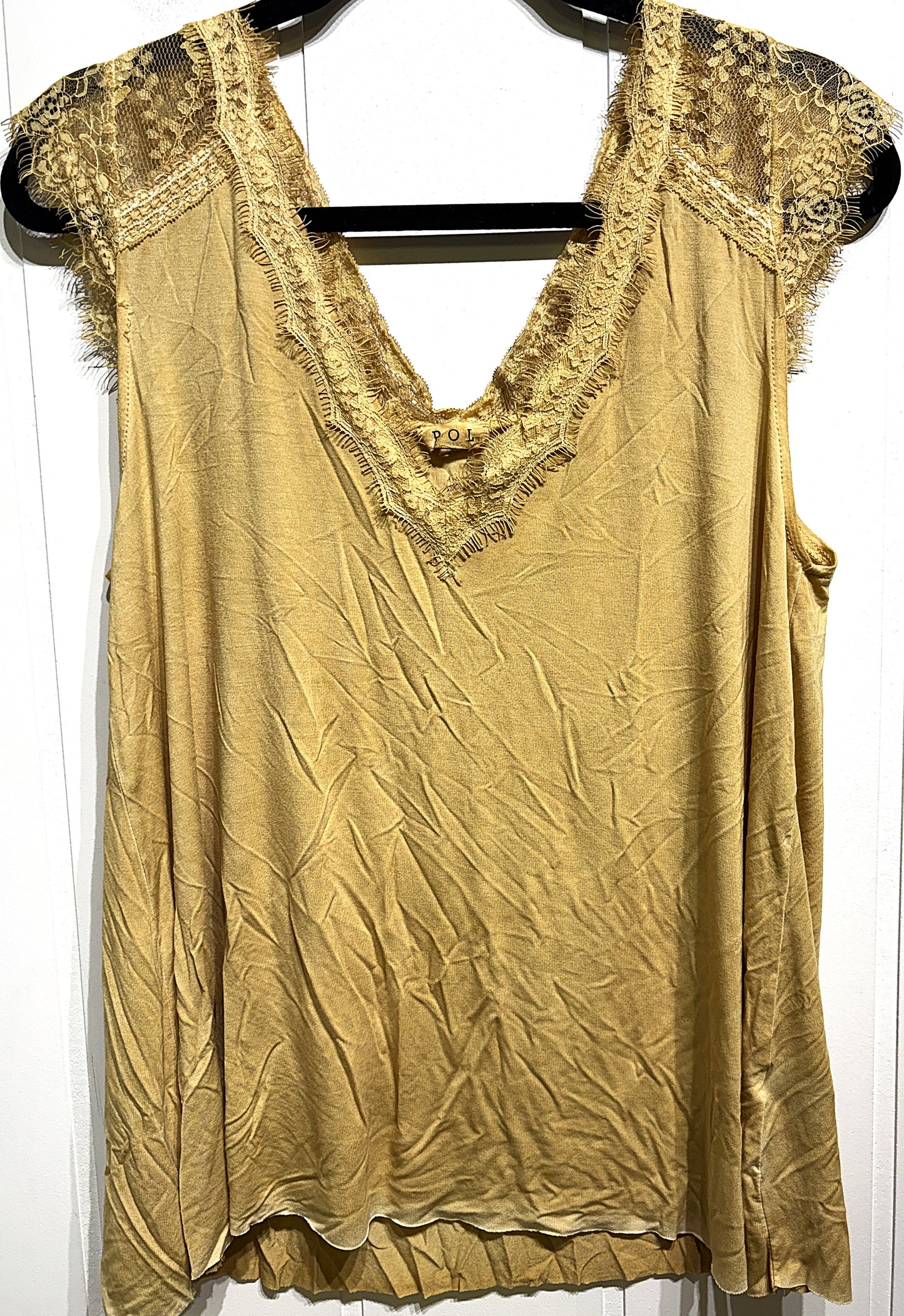 P O L Lace Trim V-Neck Sleeveless Top