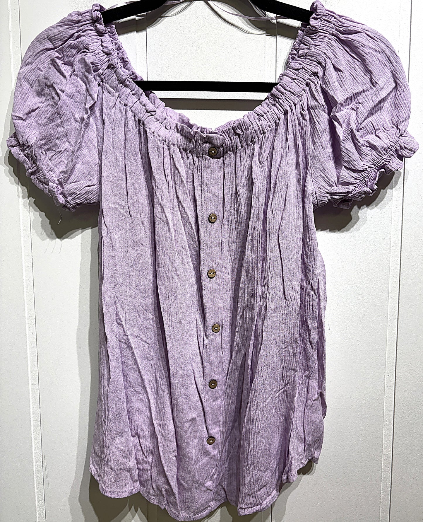 Ambiance Off Shoulder Button-up Front Top