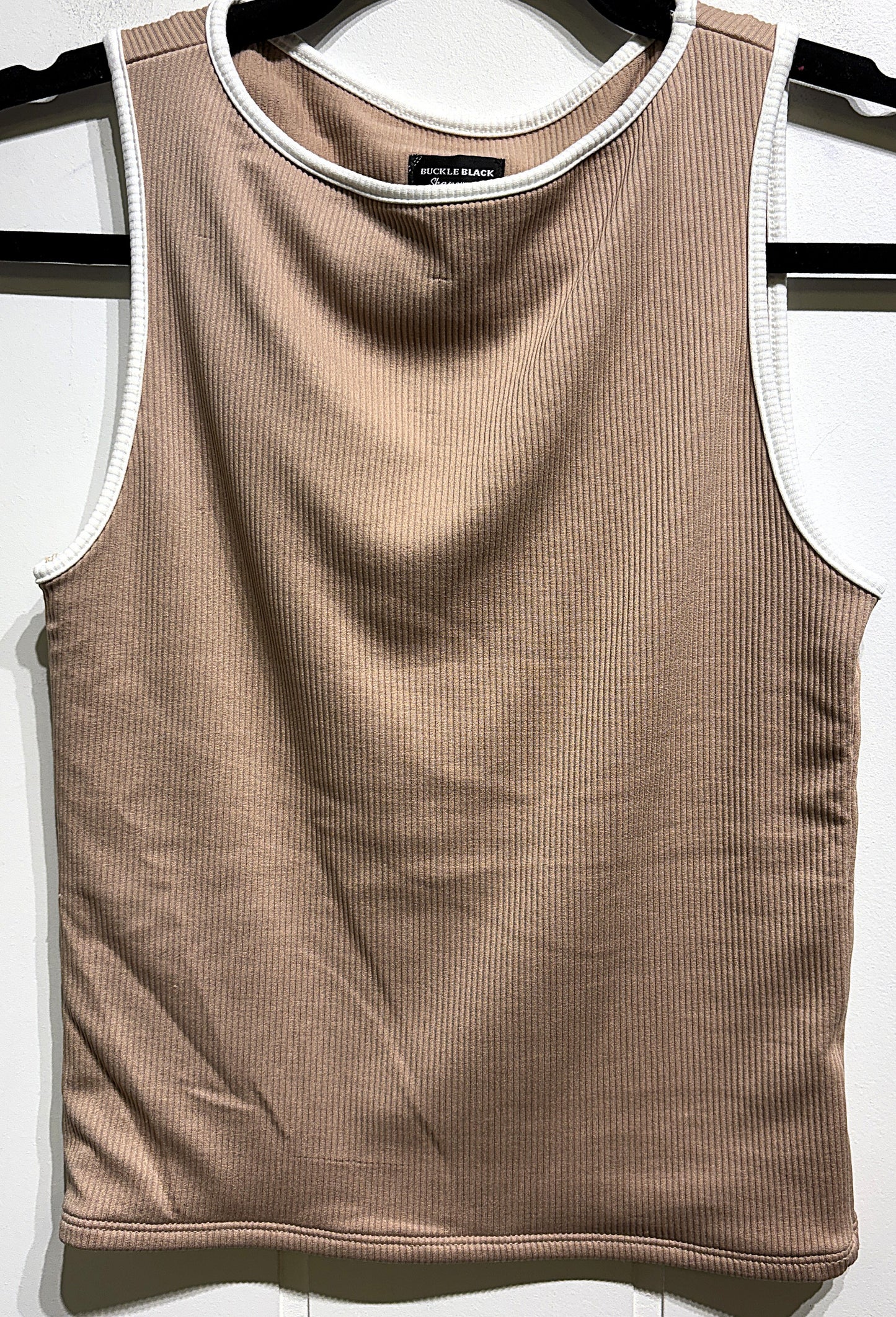 Buckle Black Double Lined Tank Top
