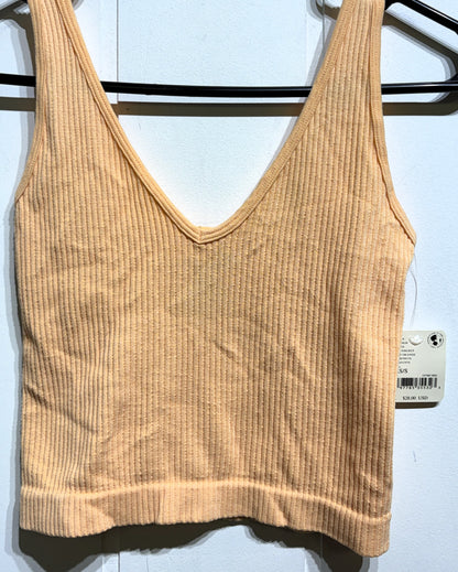 V-Cut Ribbed Crop Tank Top