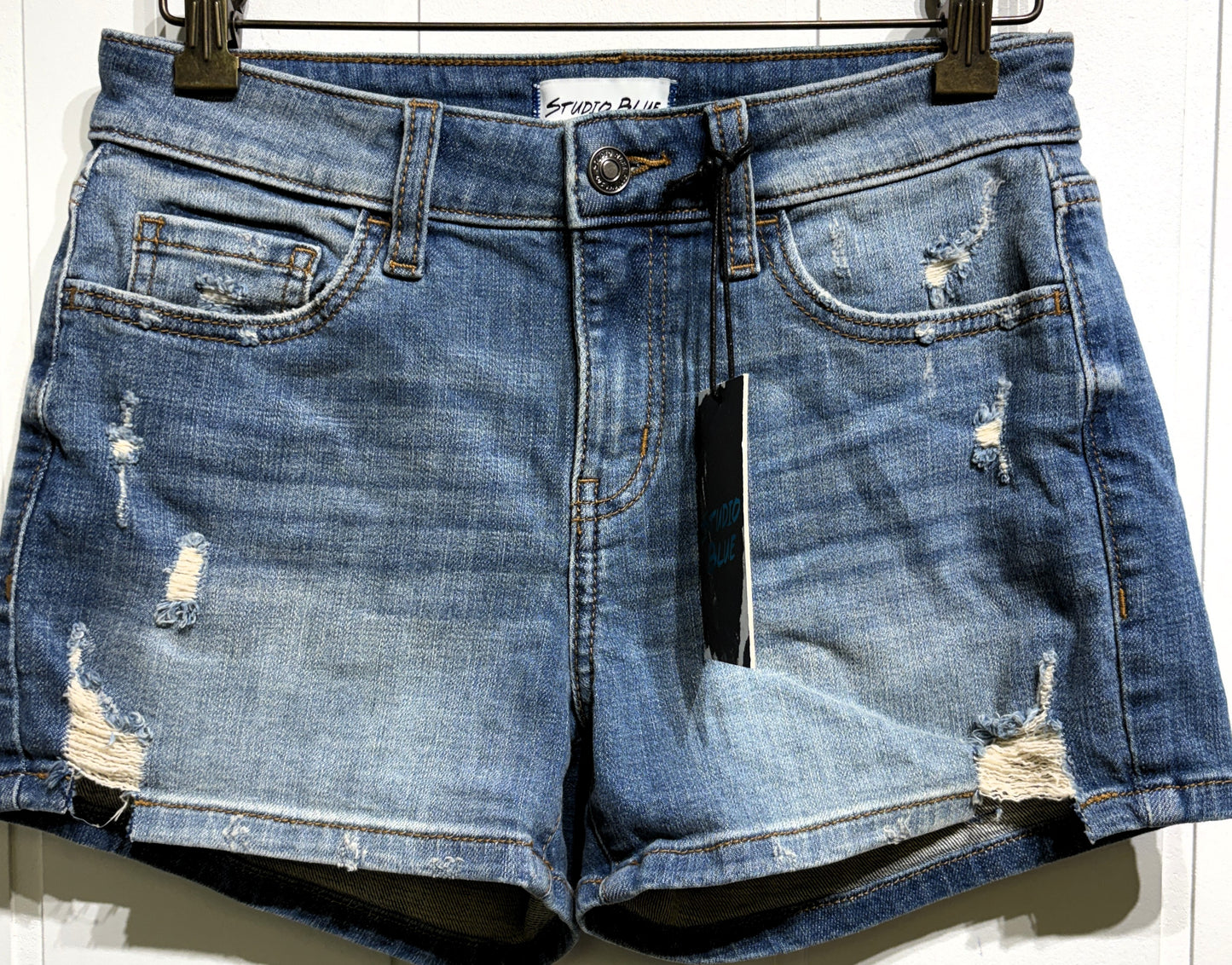 Studio Blue Ripped Denim Shorts