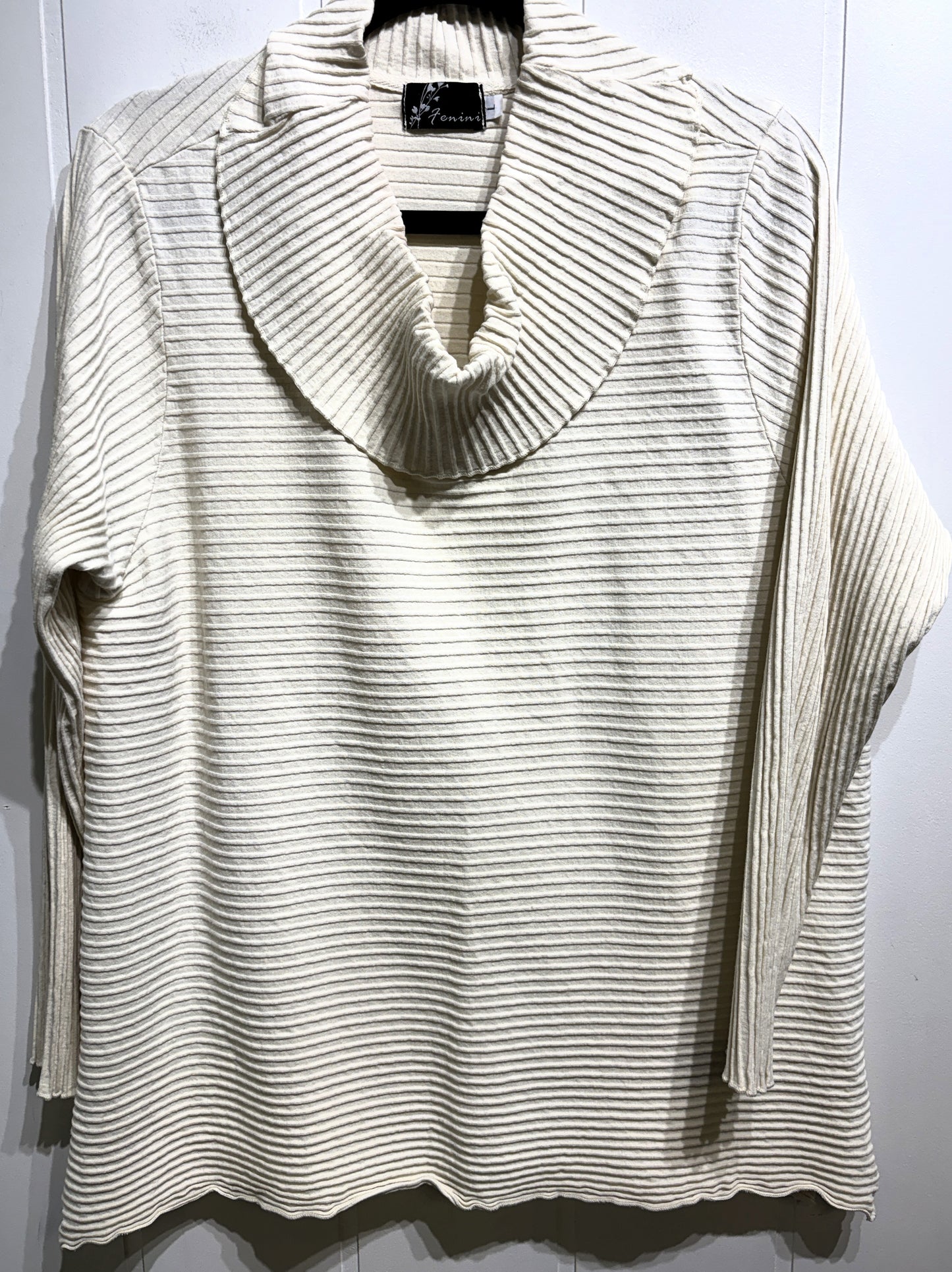 Fenini LS Ribbed Cowl Neck Top