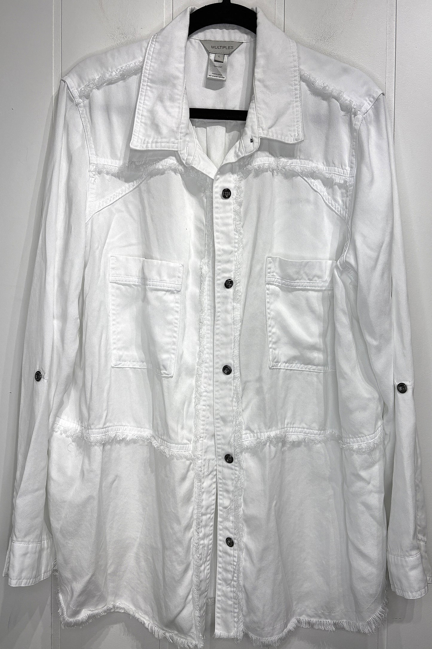 Multiples Frey Hem Button-down Jacket