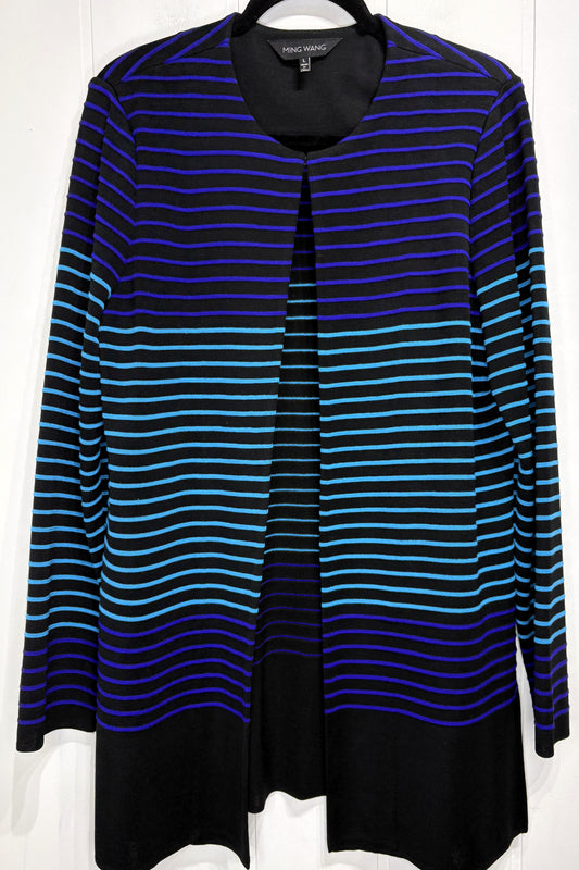 Ming Wang Striped Cardigan Jacket