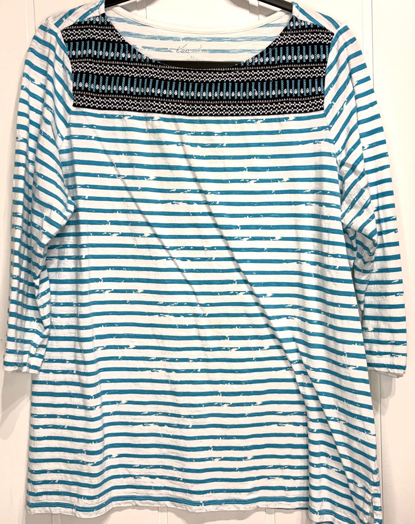 Kim Rogers Embroidered Striped Top