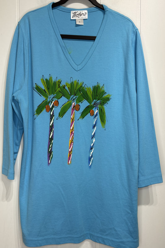 Victoria 3/4 Sleeve Palm Tree Top
