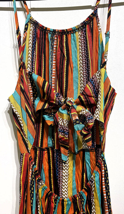 BoHo Maxi Dress w/Bow-tie Back