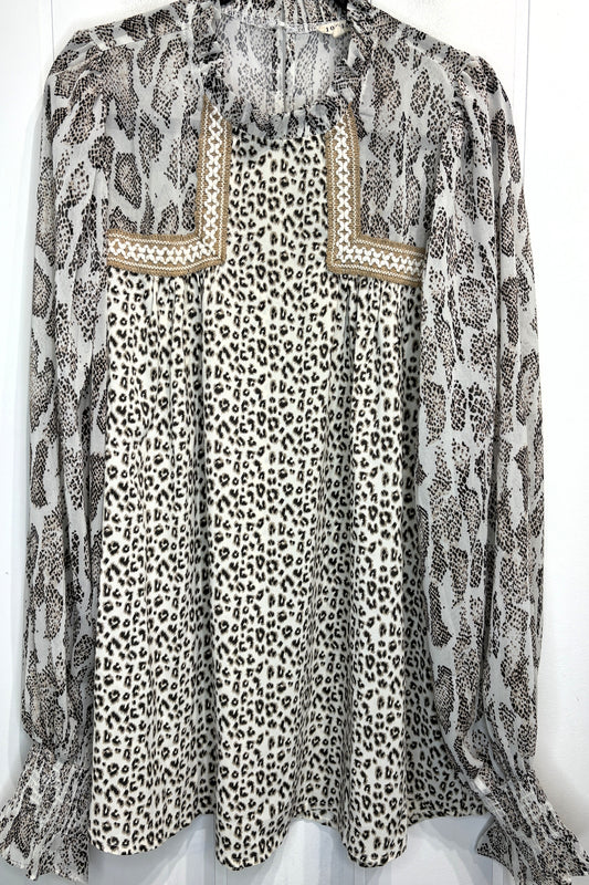 Jodifl LS Animal Print Blouse