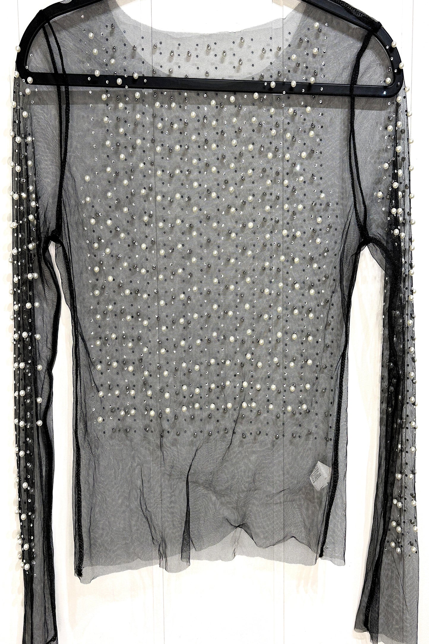 Pearl Studded LS Mesh Top