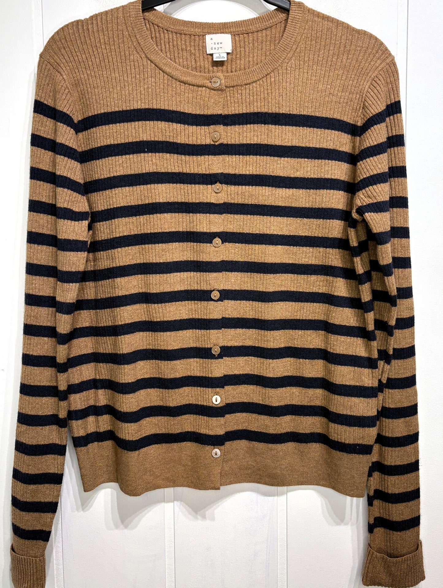 A New Day Striped Button Sweater