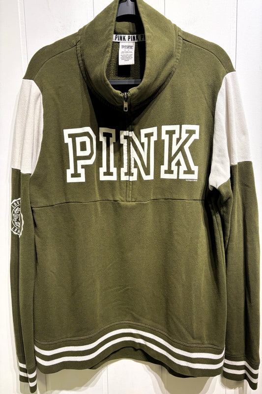 PINK Logo Half Zip Pullover Sweater