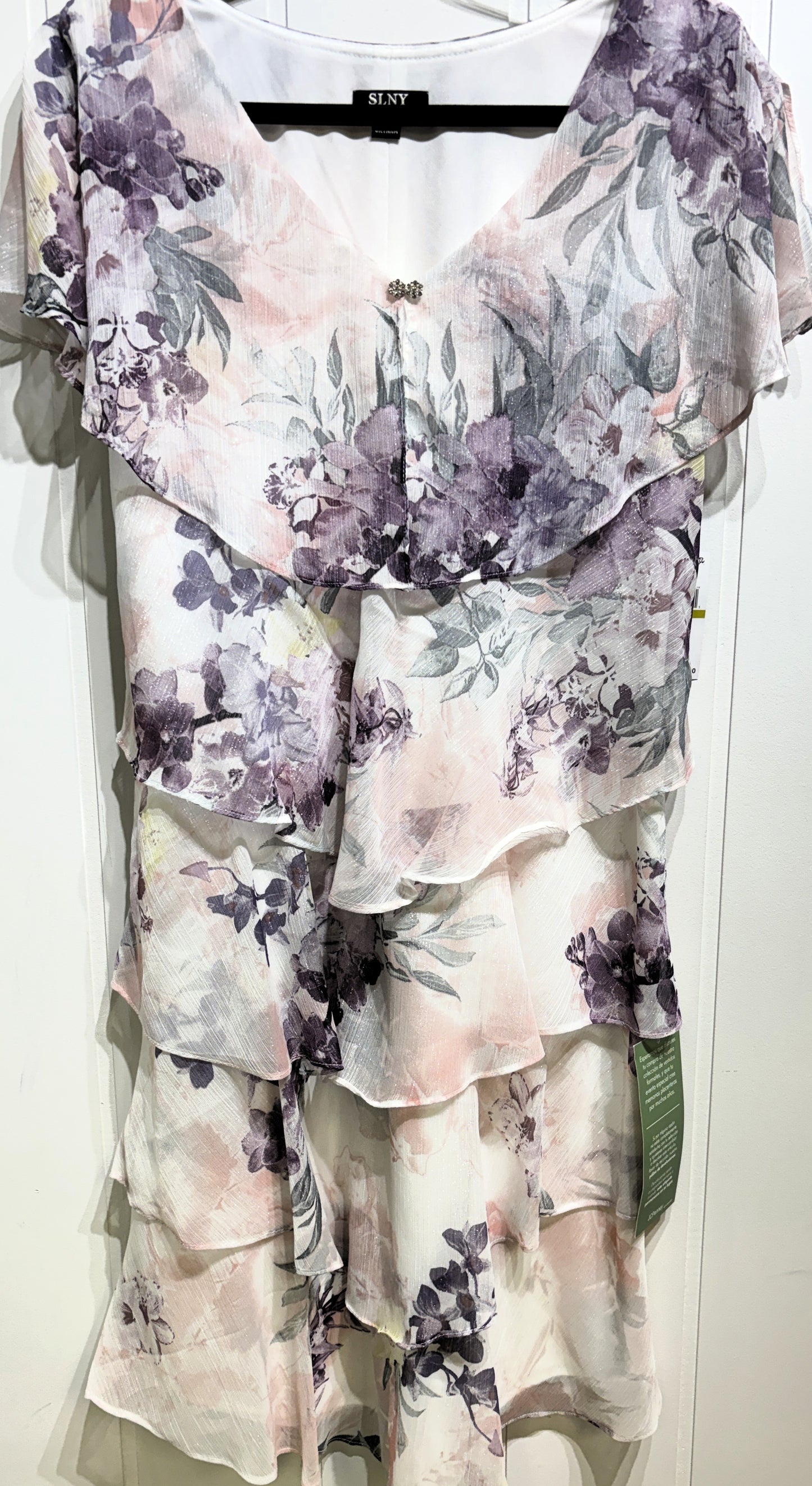 SLNY Floral Tiered Chiffon Dress
