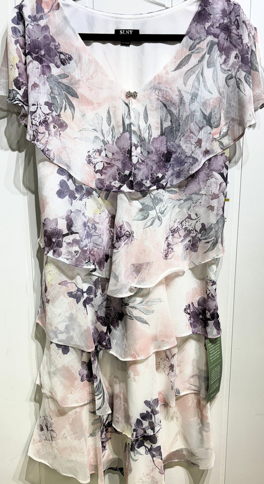 SLNY Floral Tiered Chiffon Dress