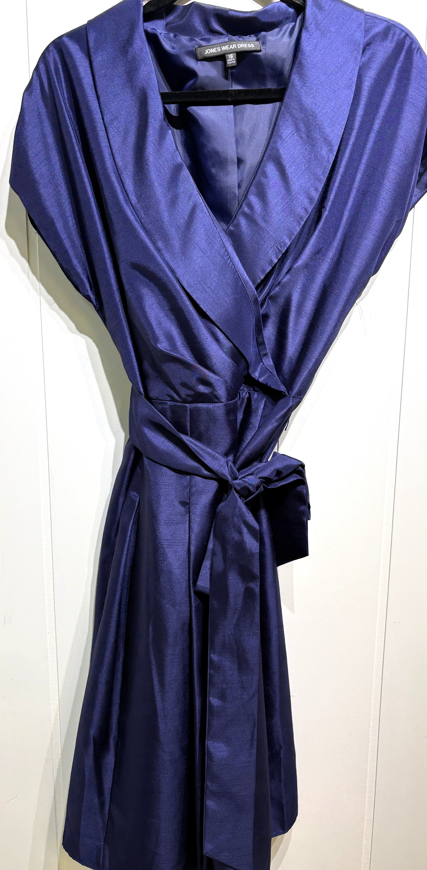 Jones Wear Satin Wrap Dress w/Tie