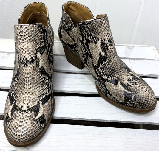 Fergie Snakeskin Zipper Booties
