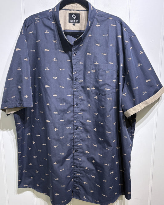 Pattern Ops Airplane Print Button-up