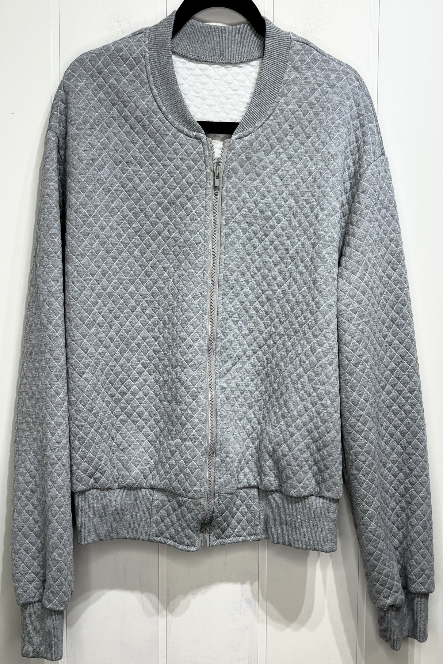 Quilted Full Zip Sweater Jacket