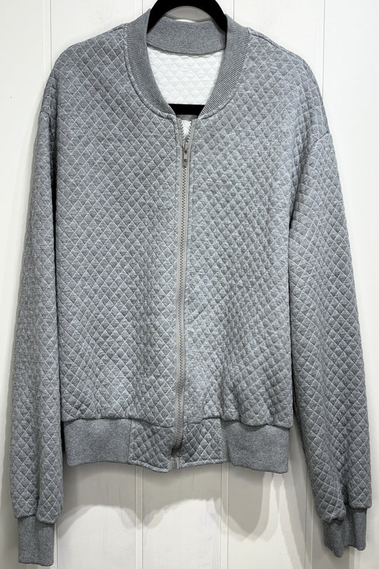 Quilted Full Zip Sweater Jacket