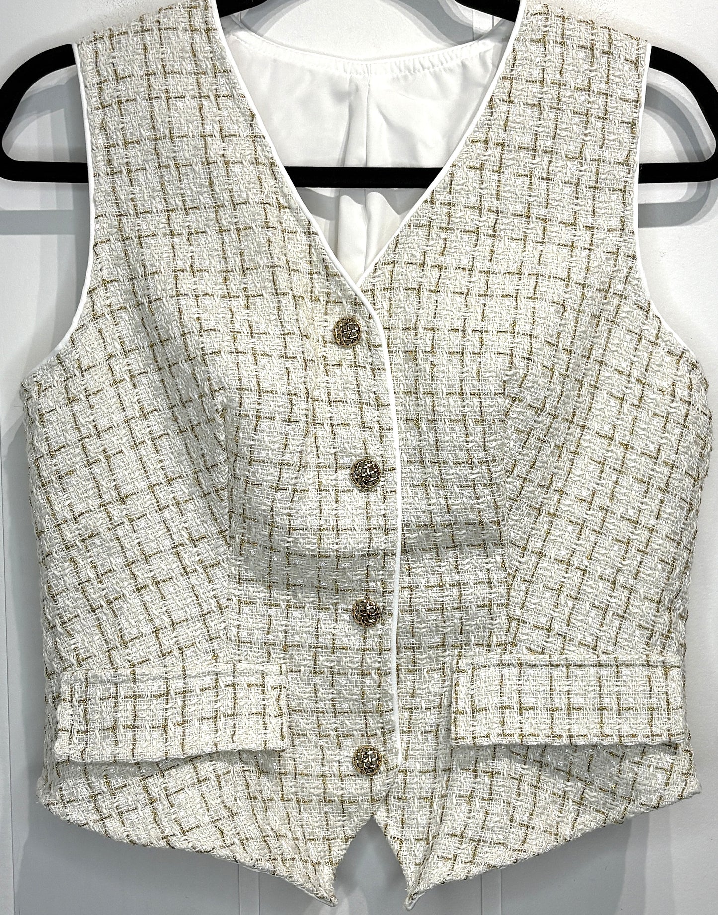 Button Tweed Blazer Vest
