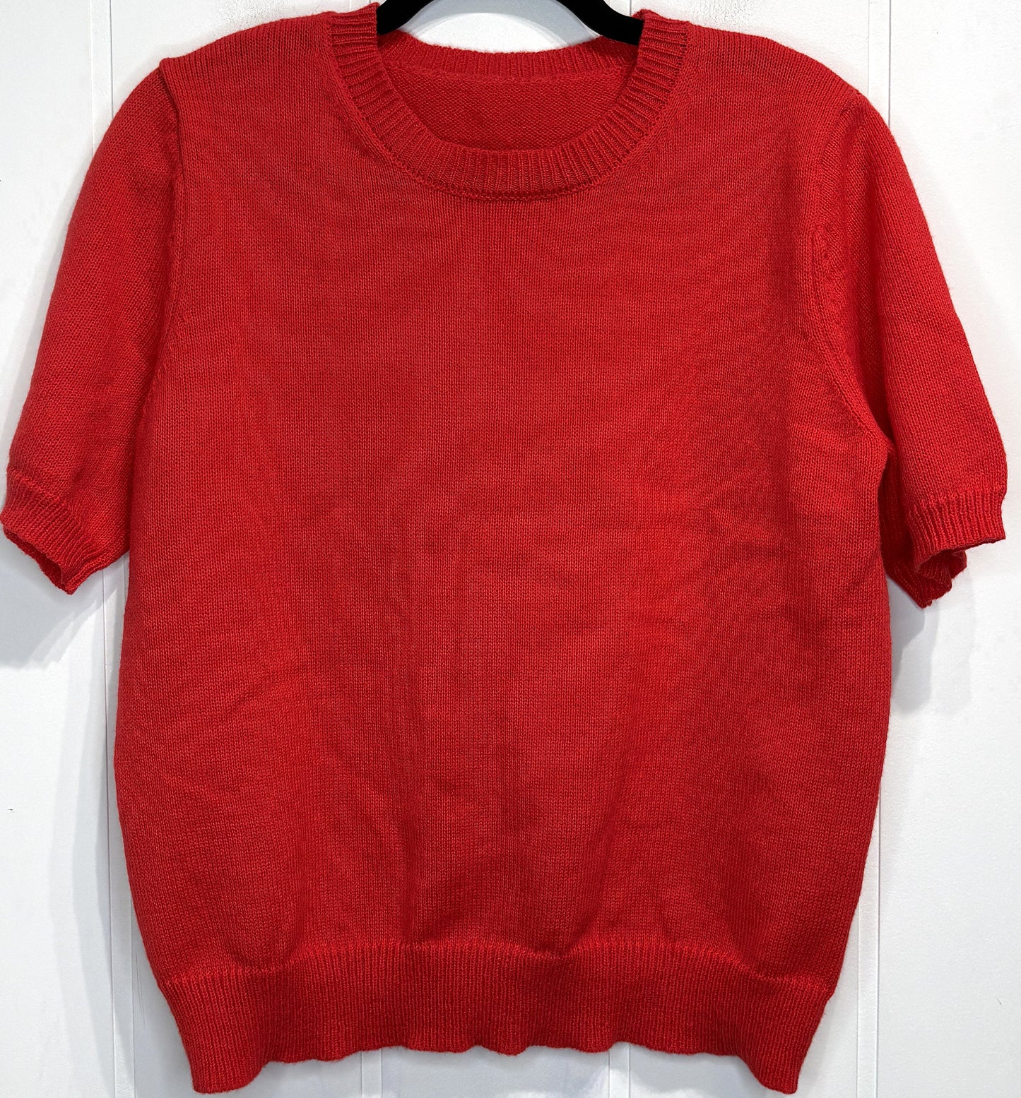 Ribbed Hem Short Sleeve Sweater