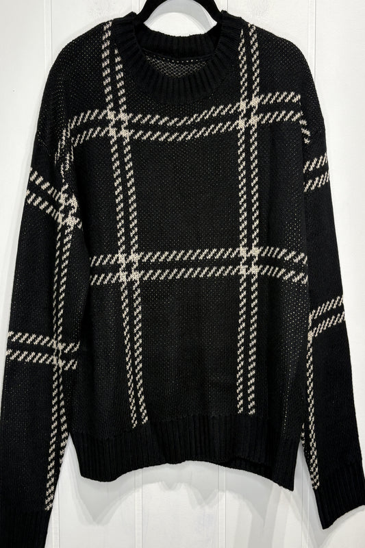 Plaid Print Long Sleeve Sweater