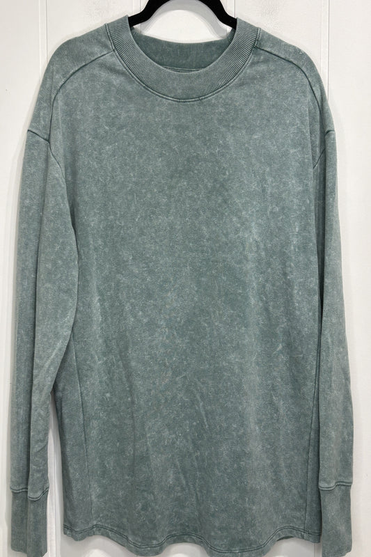 Acid Wash LS Crewneck Sweater